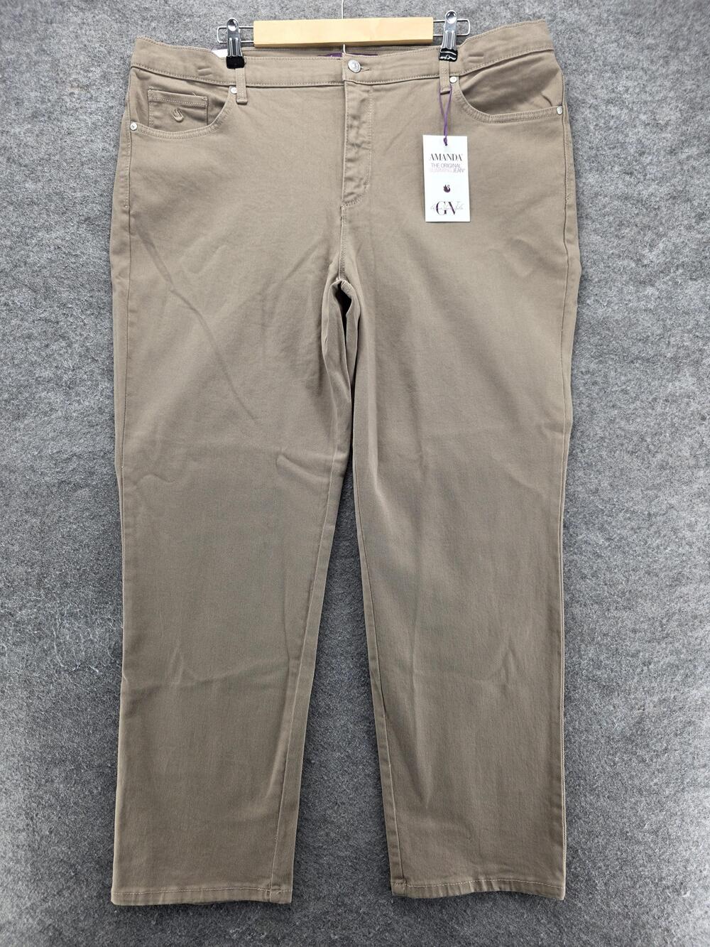 Gloria Vanderbilt Jeans Womens 20W Beige Straight Slim Mid Rise 28 Inseam
